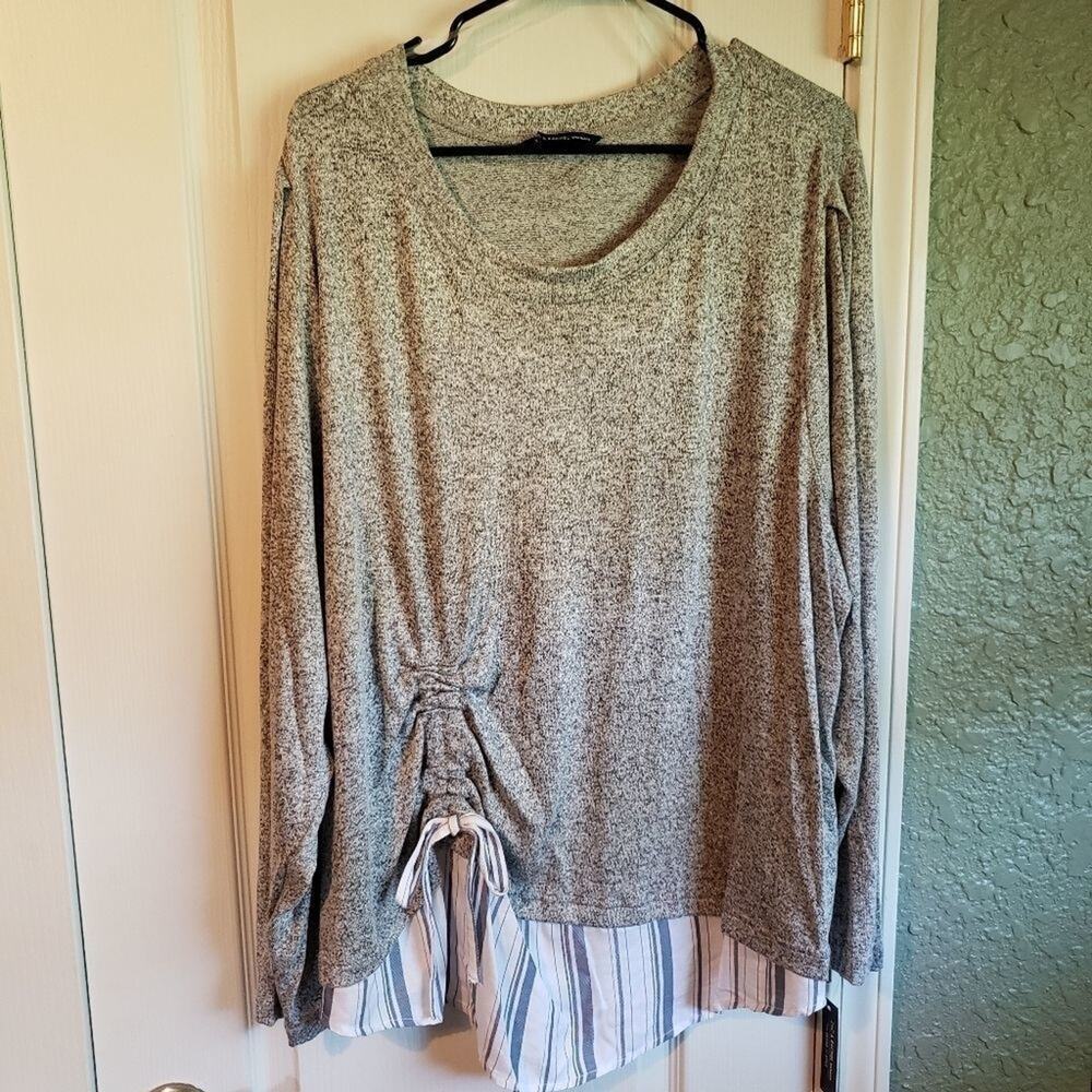 NEW, ZAC and Rachel, layered statement hem, super soft long sleeve top 2X 3X
